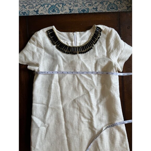 Kate Spade Gail Sheath Dress Cream Linen Blend Embellished Beads Pockets Lined 6 - Picture 5 of 14